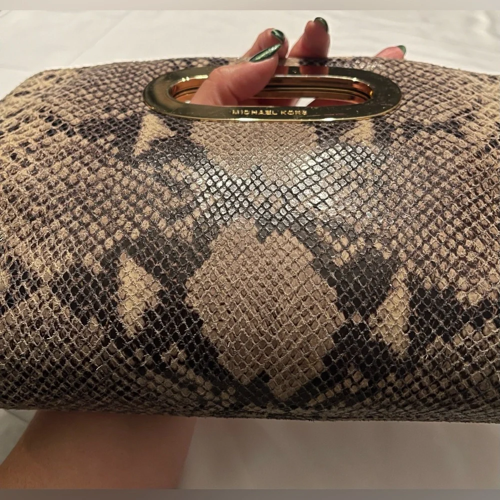 Michael Kors Python Embossed Leather Clutch - Picture 6 of 9
